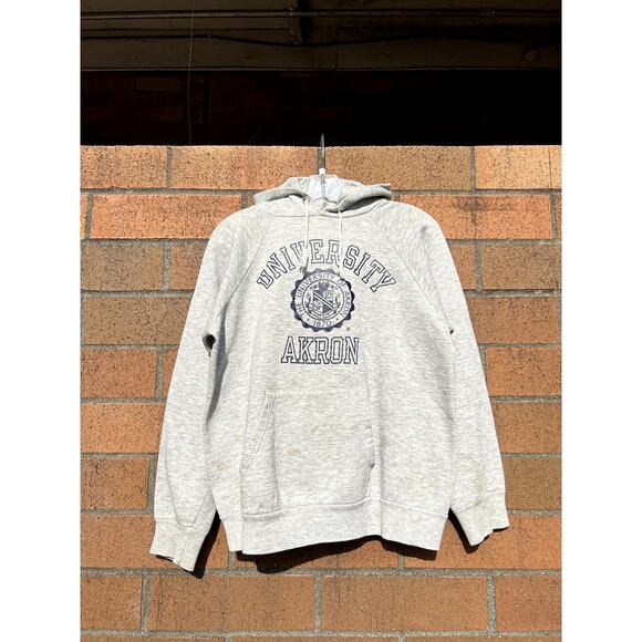 80s Champion University of Akron Zips Vintage College Sweatshirt Hoodie Grey - Picture 1 of 6